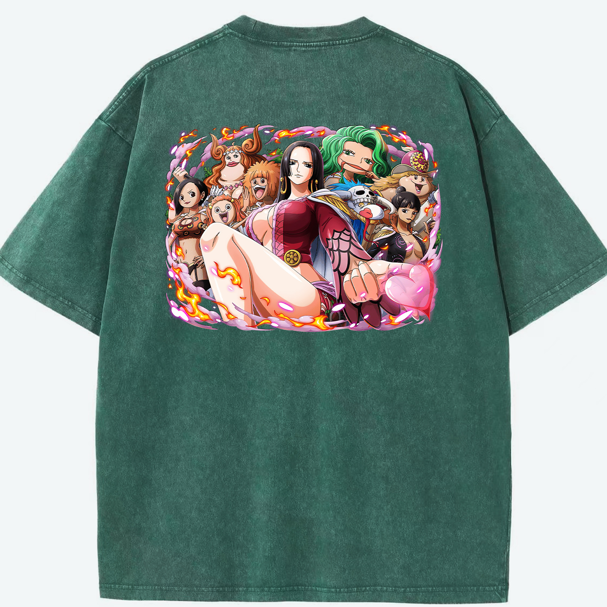 ワンピース ボア・ハンコック ONE PIECE Boa·Hancock 綿100% ヴィンテージ風 半袖Tシャツ（背面プリント）